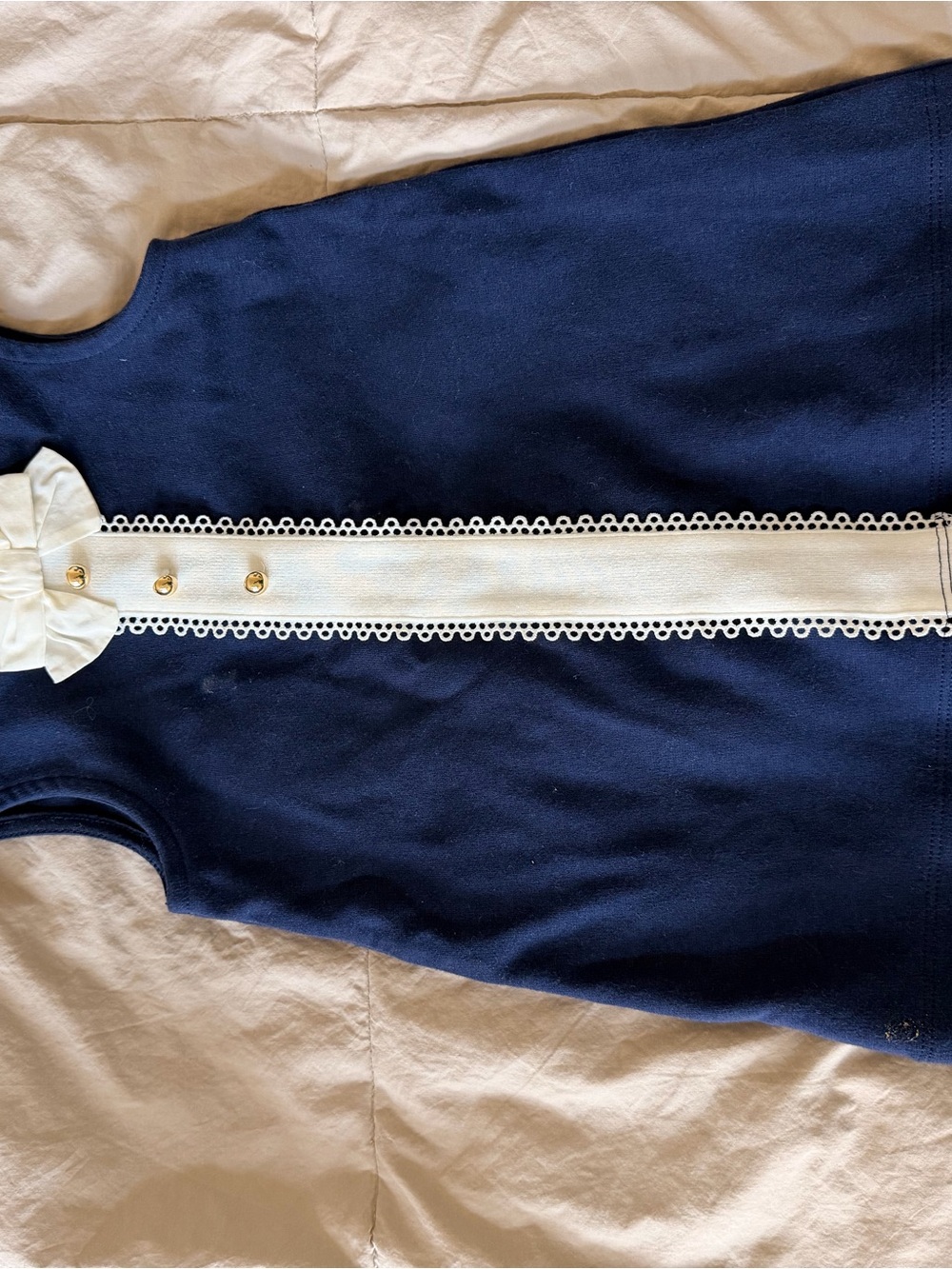 Janie and Jack Navy Tank with White Center Trim and Bow